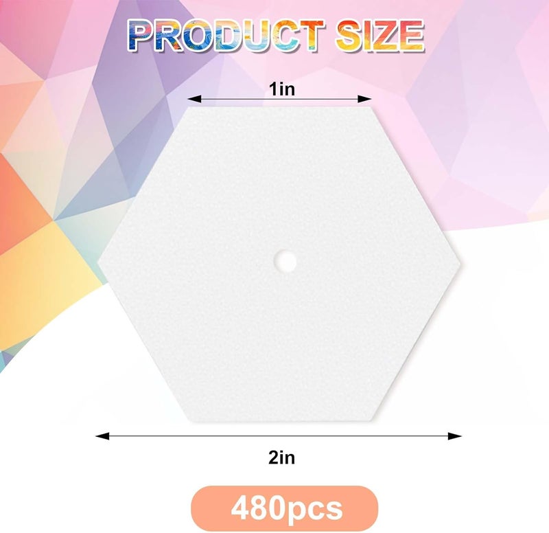 fuceury 480 PCS 1" Piecing Paper for Quilting, Hexagon Quilting Templates for DIY Patchwork Sewing Crafts, Sewing Supplies Quilting Accessories Crafting Tools,Hexagon Paper Piecing Template (1 Inch) - Image 2